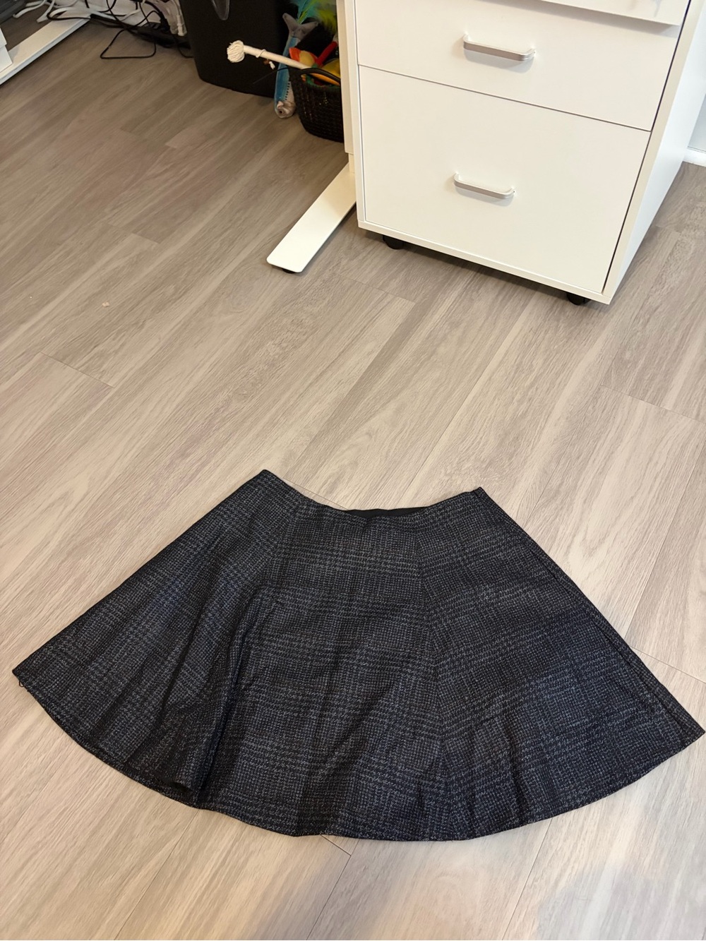 Theory Black Plaid Circle Skirt